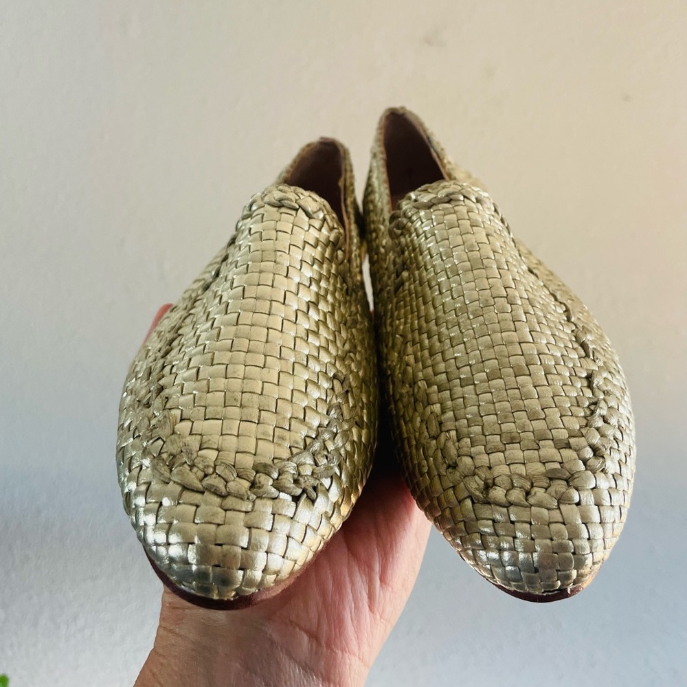 Kate Spade Cayley Gold Woven Leather Loafer - Picture 4 of 11